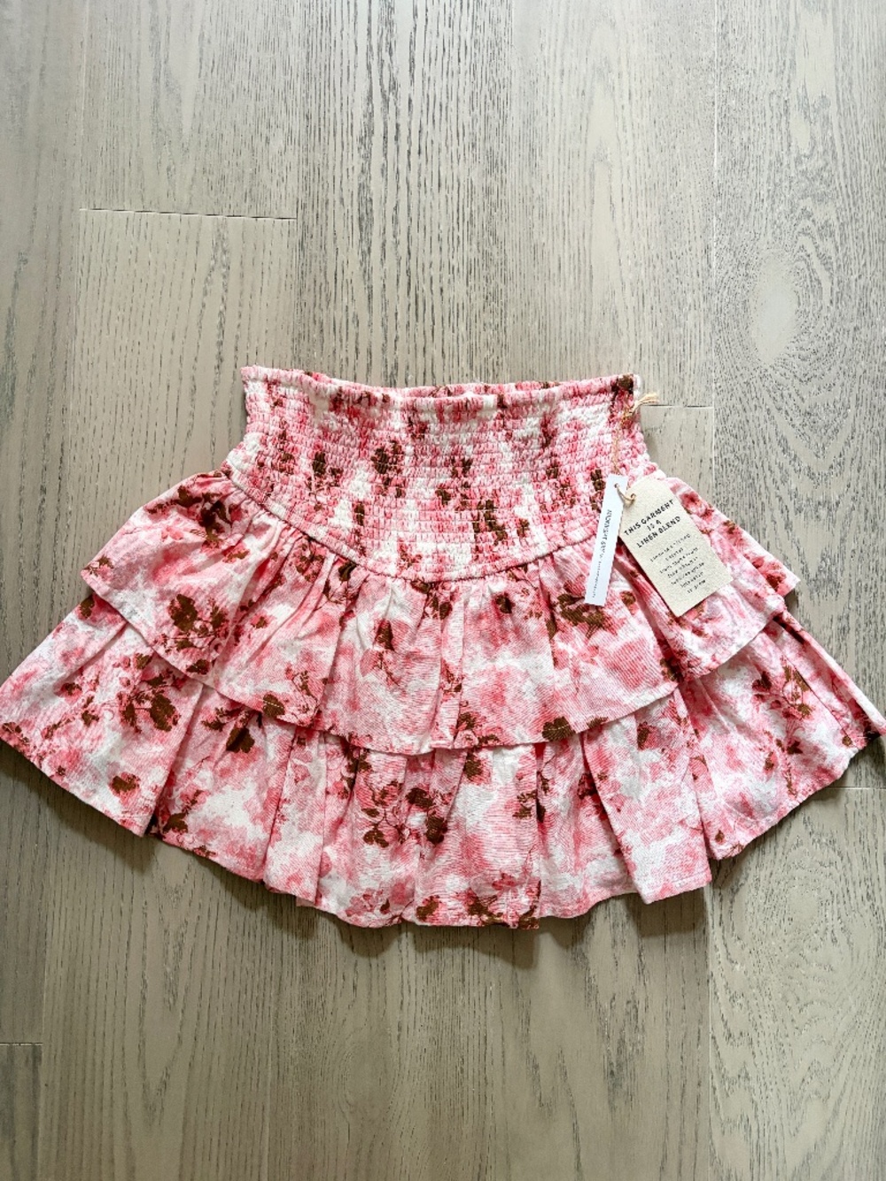 Midnight Sky, Smocked, Floral Pattern, Tiered, Ruffle, Mini Skirt, Size M, New